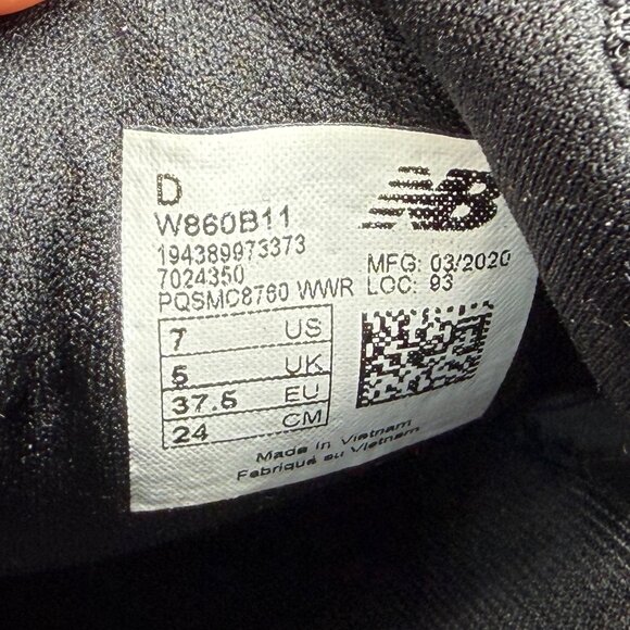 New Balance 860 V11 Running Shoes Womens Size 7D Black Athletic Training Sneaker - Picture 12 of 12